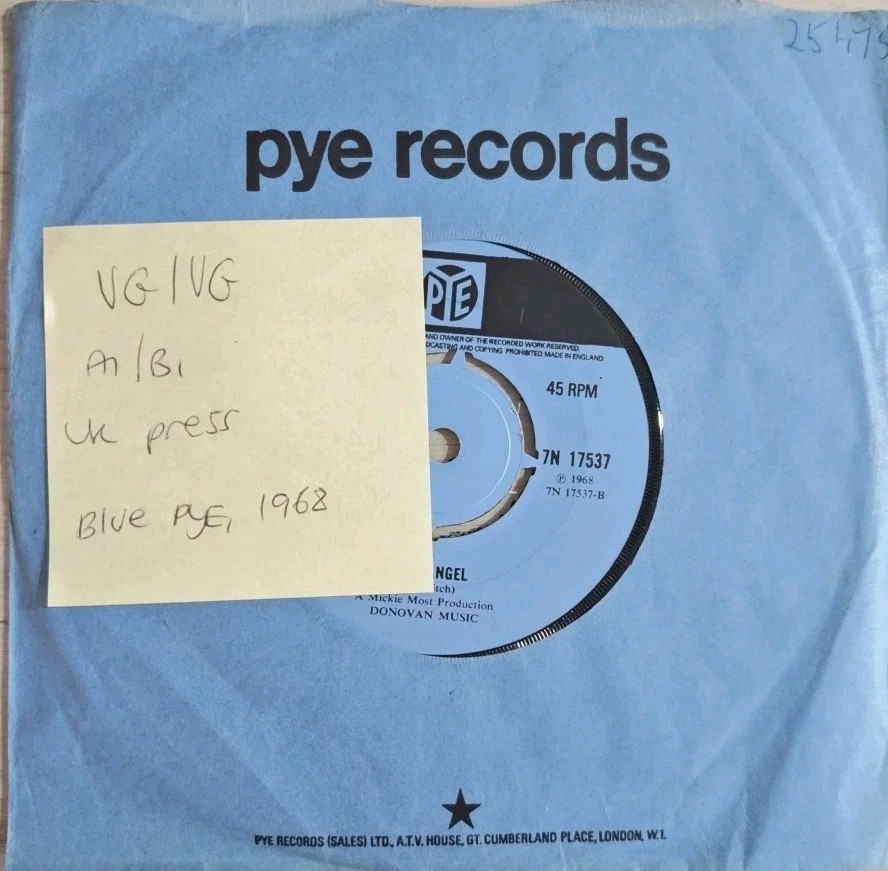 Donovan Hurdy Gurdy Man Vinyl Record 7" VG/VG 7N17537 1968 sleeve Donovan Hurdy Gurdy Man Vinyl Record 7" VG/VG 7N17537 1968 sleeve
