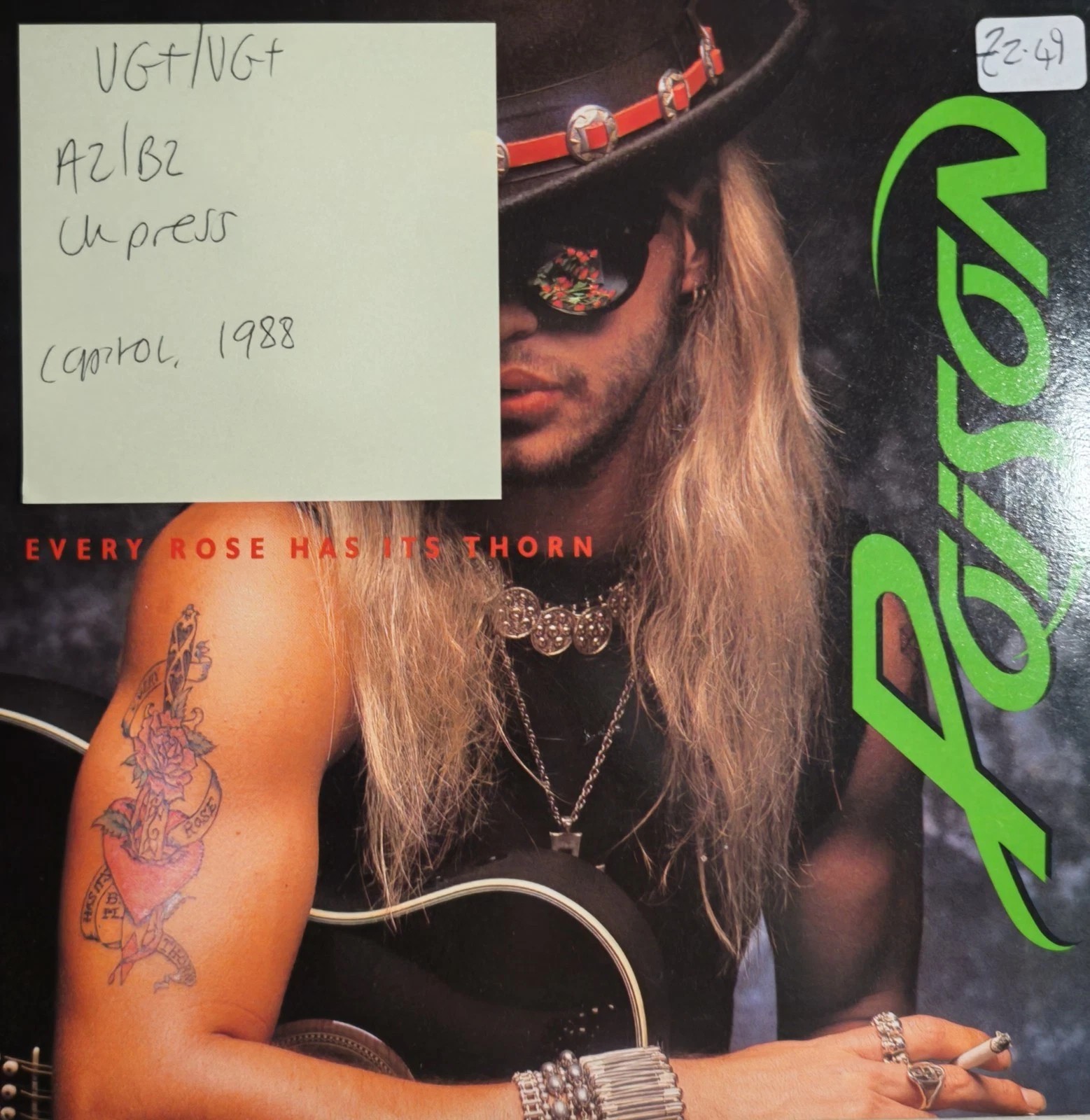Poison Every Rose Has Its Thorn Vinyl Record 7" VG+/VG+ CL 520 1988 sleeve Poison Every Rose Has Its Thorn Vinyl Record 7" VG+/VG+ CL 520 1988 sleeve