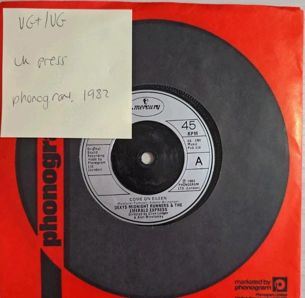 Dexys Midnight Runners Come On Eileen Vinyl Record 7" VG+/VG DEXYS9 1982 sleeve Dexys Midnight Runners Come On Eileen Vinyl Record 7" VG+/VG DEXYS9 1982 sleeve
