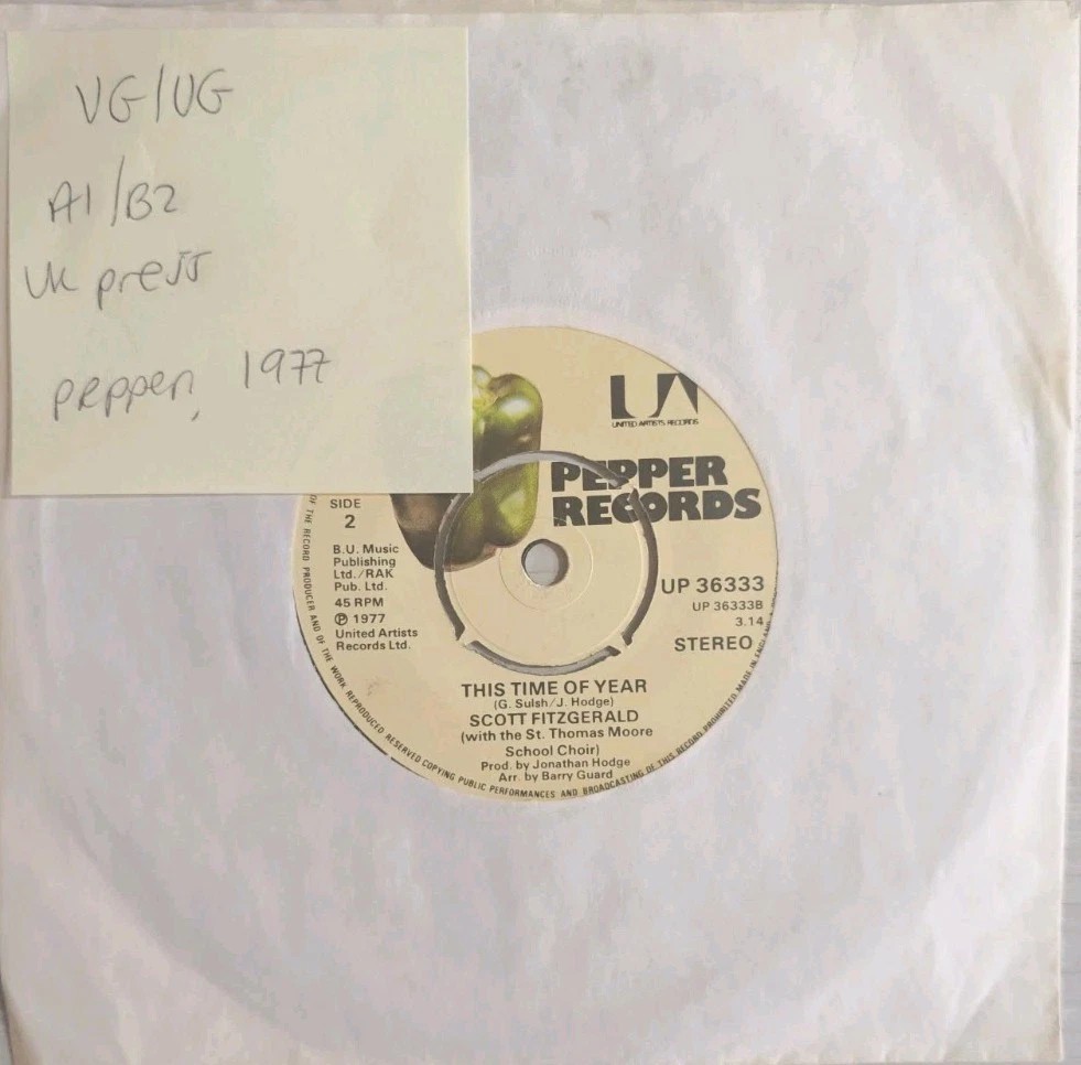 Scott Fitzgerald & Yvonne Keeley If I Had Words Vinyl Record 7" VG/VG UP 36333 vinyl record sleeve Scott Fitzgerald & Yvonne Keeley If I Had Words Vinyl Record 7" VG/VG UP 36333 vinyl record sleeve