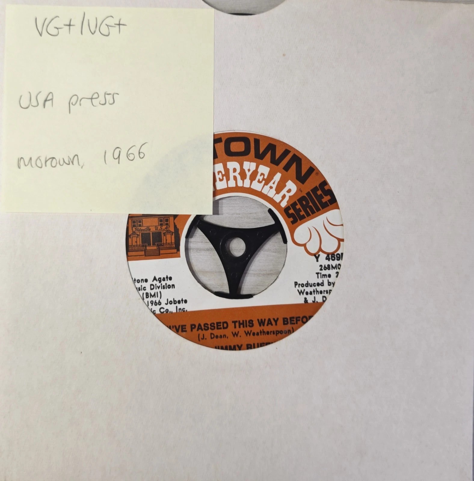 Jimmy Ruffin Passed this way before/The Brokenhearted Vinyl Record 7" VG+/VG+ sleeve Jimmy Ruffin Passed this way before/The Brokenhearted Vinyl Record 7" VG+/VG+ sleeve