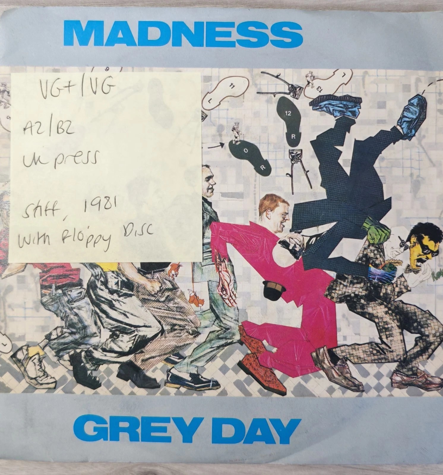 Madness Grey Day Vinyl Record 7" VG+/VG BUY112 1981 vinyl record sleeve Madness Grey Day Vinyl Record 7" VG+/VG BUY112 1981 vinyl record sleeve