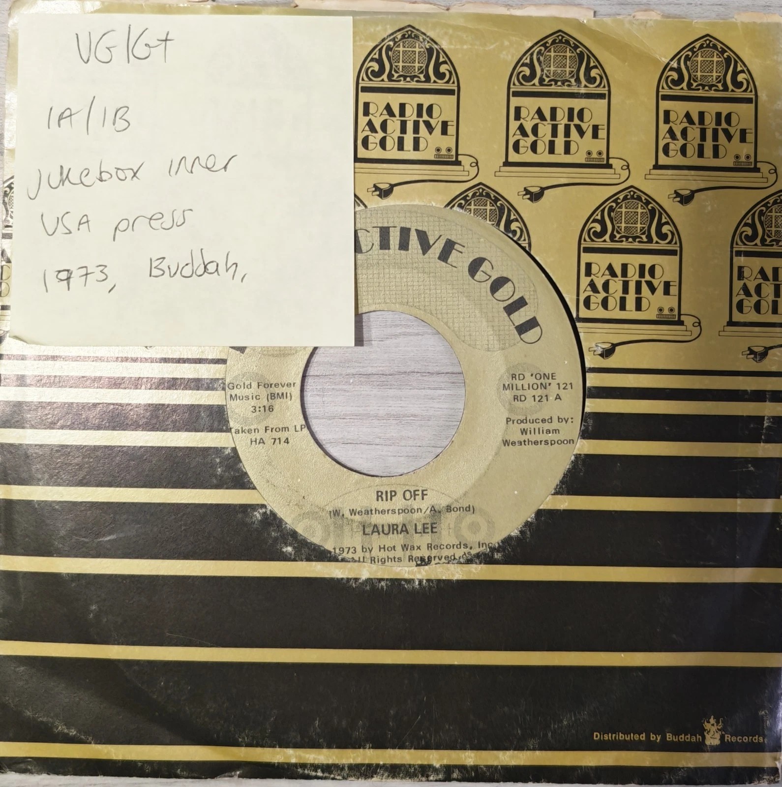 Laura Lee Rip Off / If You Can Beat Me Rockin' Vinyl Record 7" VG/G+ RD121 1973 sleeve Laura Lee Rip Off / If You Can Beat Me Rockin' Vinyl Record 7" VG/G+ RD121 1973 sleeve