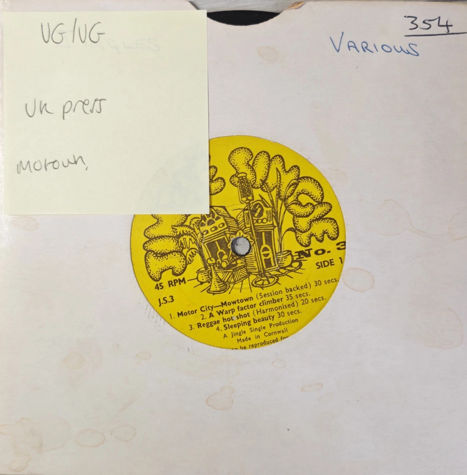 Jingle Single Number 3 Special Effects Vinyl Record 7" VG/VG J.S.3 1975 sleeve Jingle Single Number 3 Special Effects Vinyl Record 7" VG/VG J.S.3 1975 sleeve