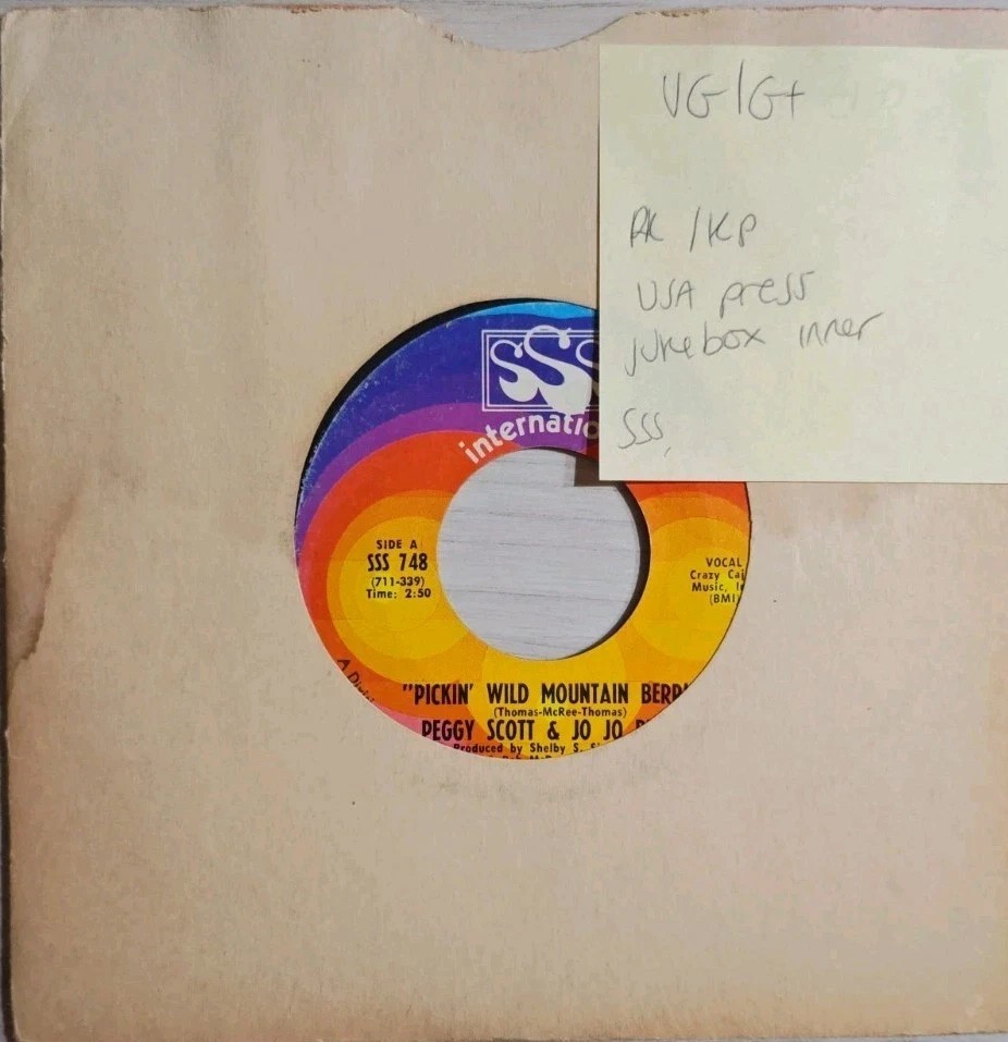 Peggy Scott & Jo Jo Benson Pickin' Wild Mountain Berries Vinyl Record 7" VG/G+ sleeve Peggy Scott & Jo Jo Benson Pickin' Wild Mountain Berries Vinyl Record 7" VG/G+ sleeve