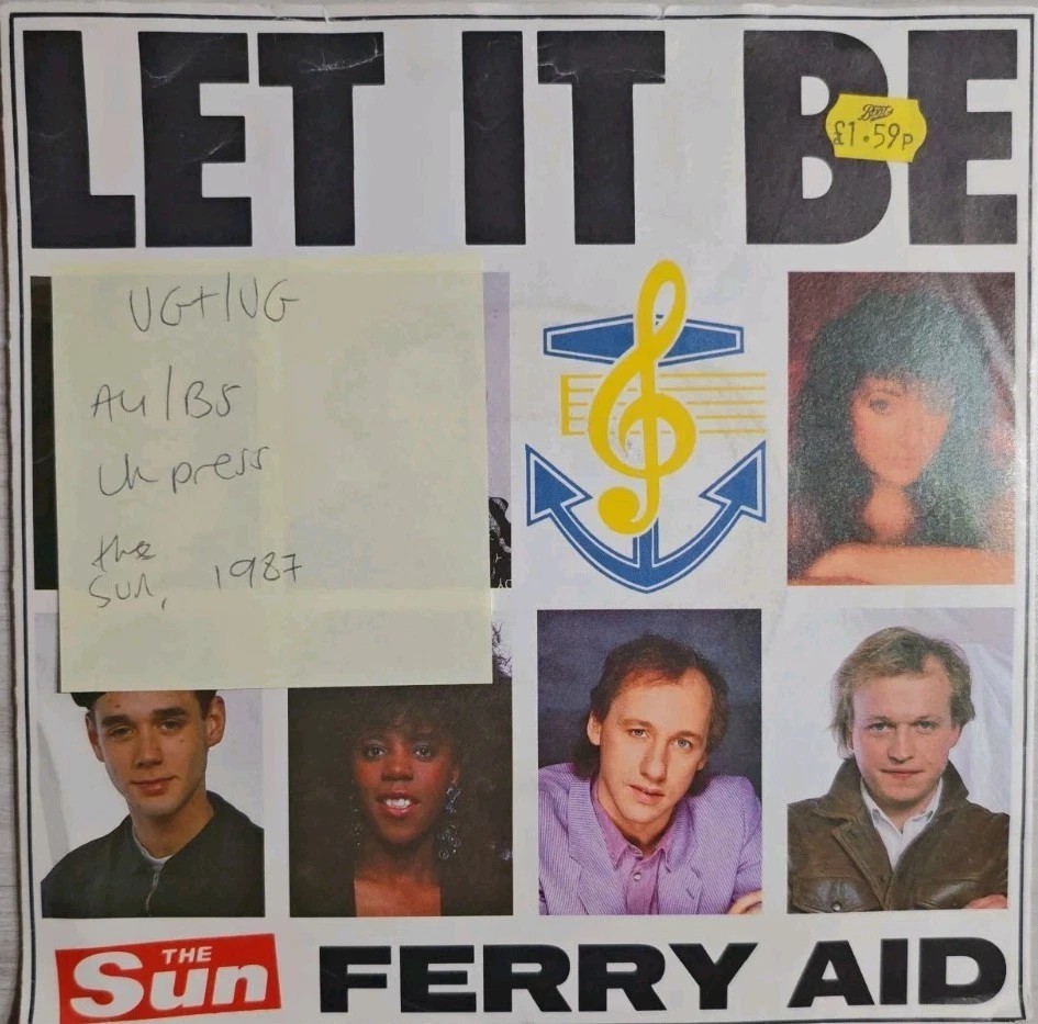 Ferry Aid Let It Be Vinyl Record 7" VG+/VG AID1 1987 sleeve Ferry Aid Let It Be Vinyl Record 7" VG+/VG AID1 1987 sleeve