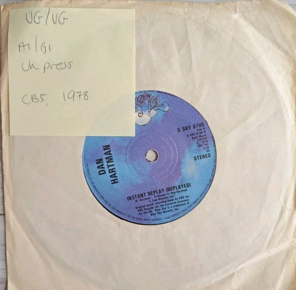 Dan Hartman Instant Replay Vinyl Record 7" VG/VG SKY6706 1978 sleeve Dan Hartman Instant Replay Vinyl Record 7" VG/VG SKY6706 1978 sleeve