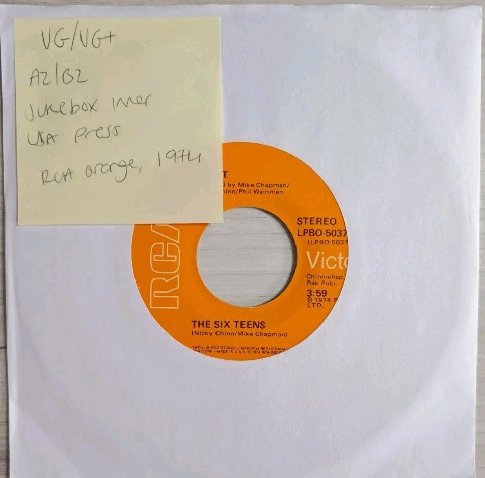 Sweet The Six Teens Vinyl Record 7" VG/VG+ LPBO 5037 1974 vinyl record sleeve Sweet The Six Teens Vinyl Record 7" VG/VG+ LPBO 5037 1974 vinyl record sleeve
