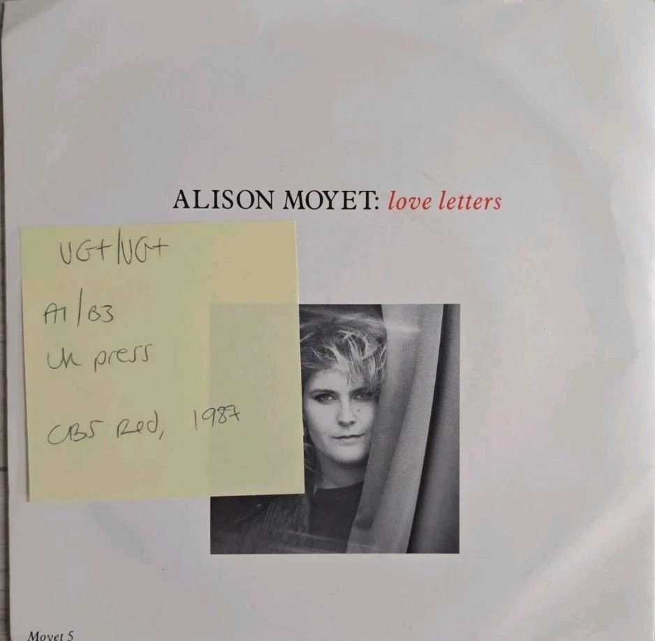 Alison Moyet Love Letters Extended Version Vinyl Record 7" VG+/VG+ MOYET5 1987 sleeve Alison Moyet Love Letters Extended Version Vinyl Record 7" VG+/VG+ MOYET5 1987 sleeve