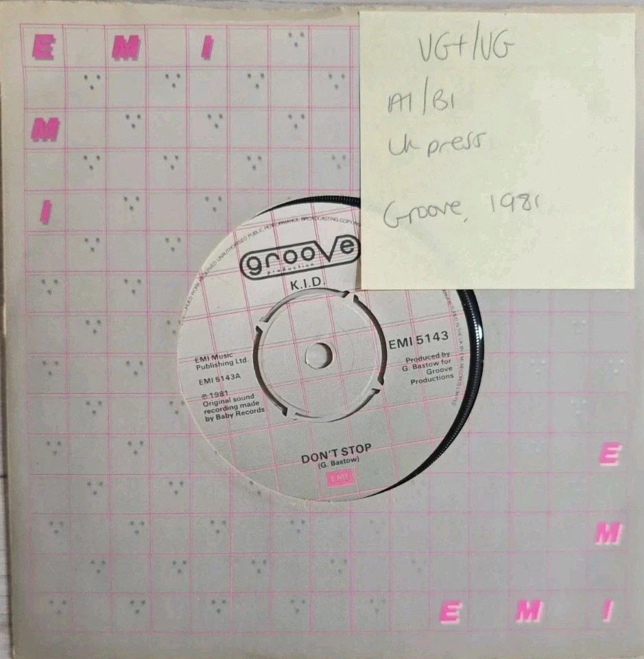 K.I.D Don't Stop Vinyl Record 7" EMI5143 1981 sleeve K.I.D Don't Stop Vinyl Record 7" EMI5143 1981 sleeve