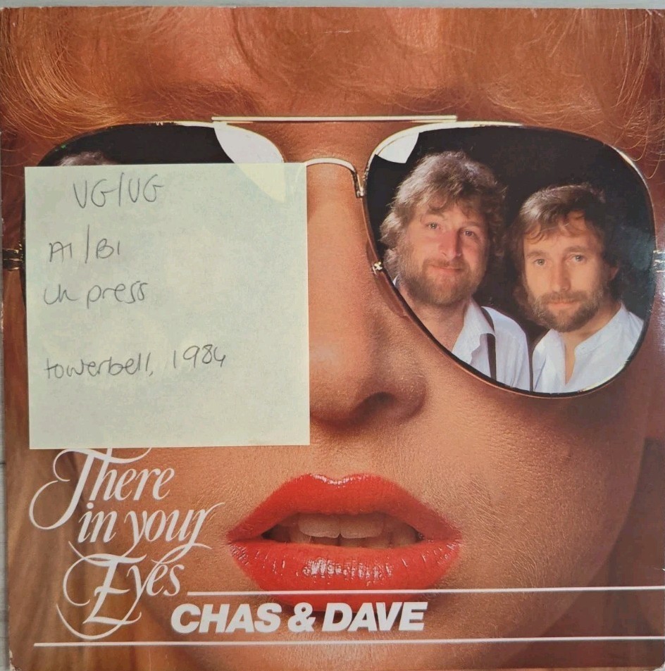 Chas & Dave There In Your Eyes Vinyl Record 7" VG/VG KOR22 1984 sleeve Chas & Dave There In Your Eyes Vinyl Record 7" VG/VG KOR22 1984 sleeve