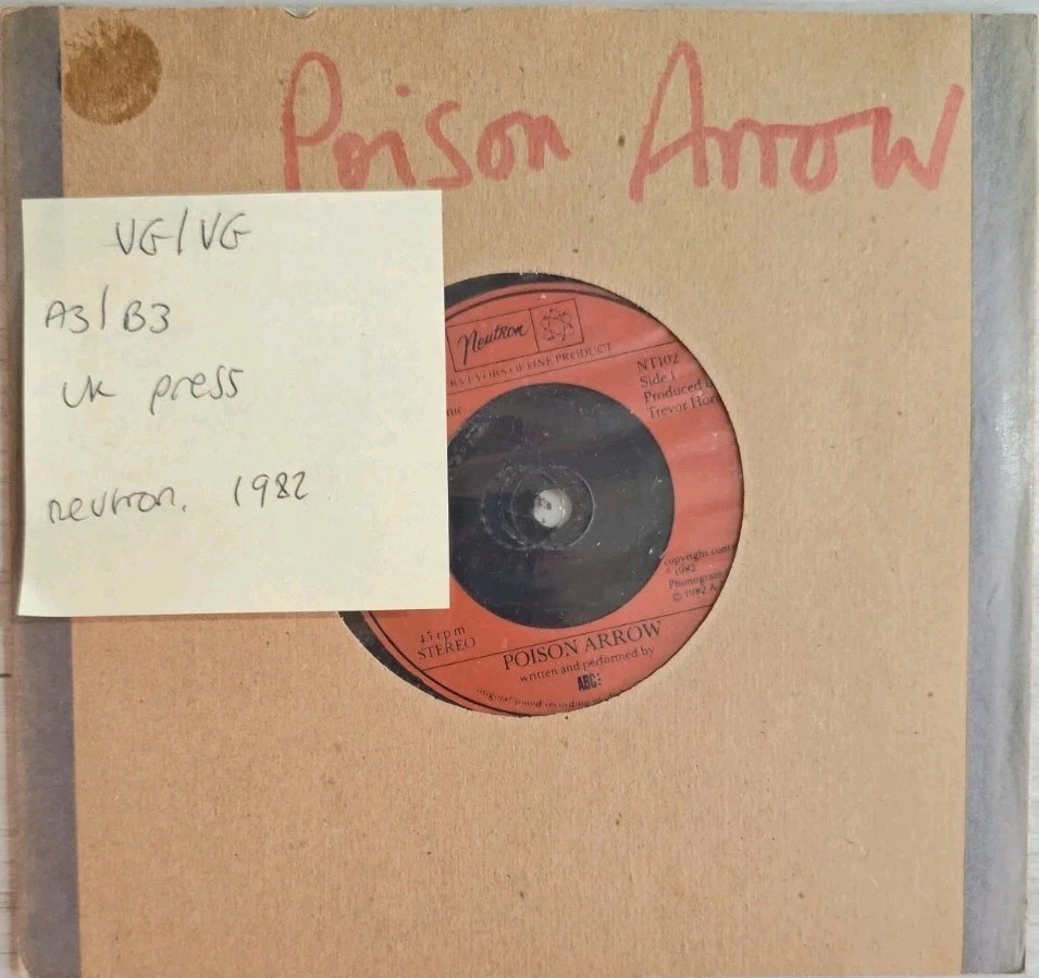 ABC Poison Arrow Vinyl Record 7" VG/VG NT 102 1982 sleeve ABC Poison Arrow Vinyl Record 7" VG/VG NT 102 1982 sleeve