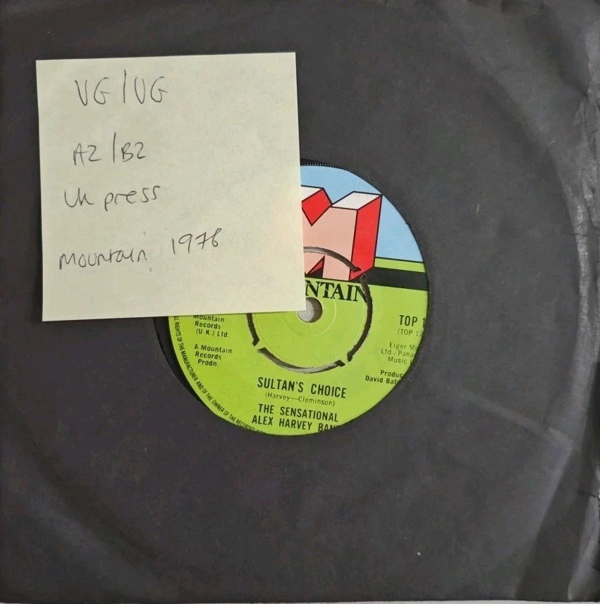 The Sensational Alex Harvey Band Sultans choice Vinyl Record 7" VG/VG TOP12 1976 vinyl record sleeve The Sensational Alex Harvey Band Sultans choice Vinyl Record 7" VG/VG TOP12 1976 vinyl record sleeve