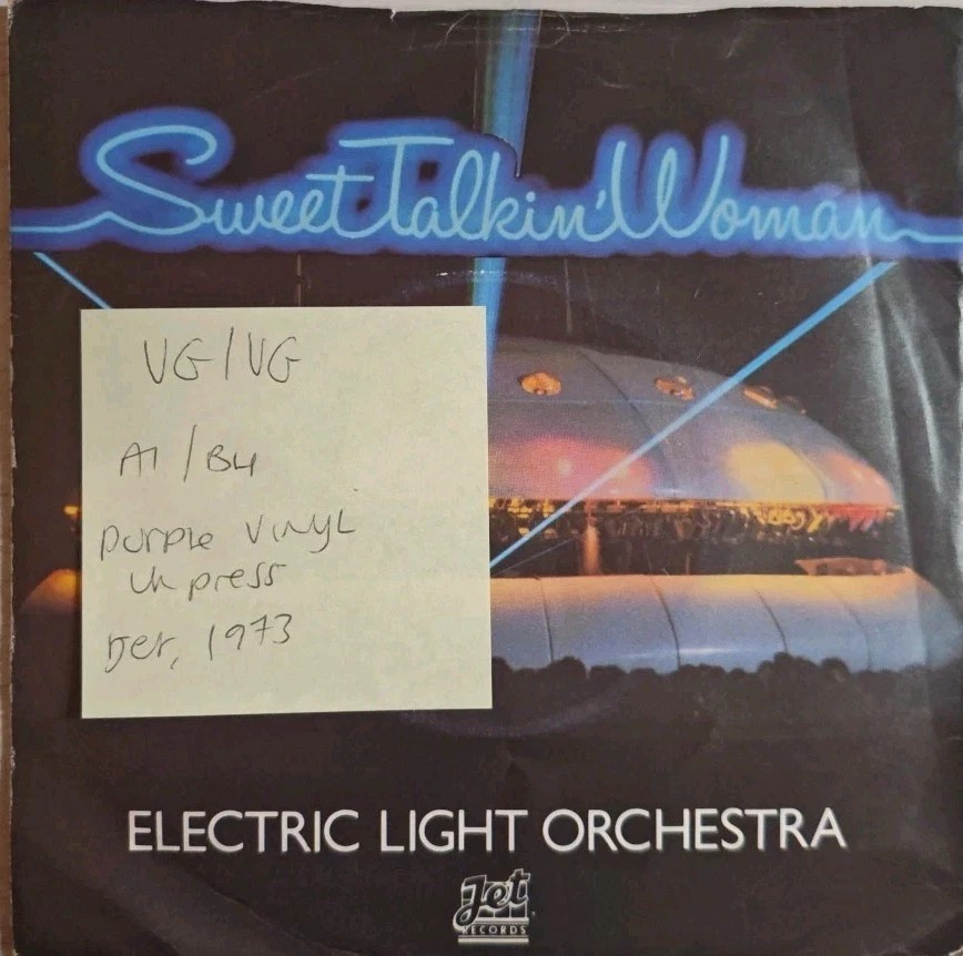 Electric Light Orchestra Sweet Talkin Woman Vinyl Record 7" VG/VG JET121 1973 sleeve Electric Light Orchestra Sweet Talkin Woman Vinyl Record 7" VG/VG JET121 1973 sleeve