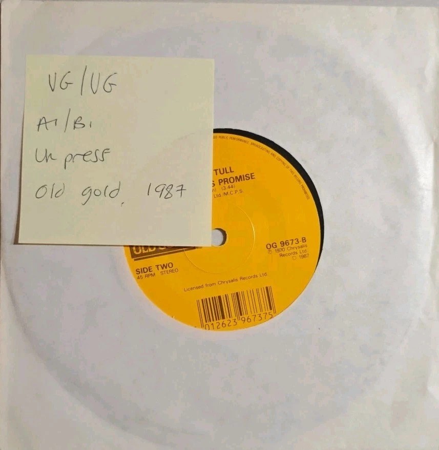 Jethro Tull Living In The Past/The Witch's Promise Vinyl Record 7" VG/VG OG9673 sleeve Jethro Tull Living In The Past/The Witch's Promise Vinyl Record 7" VG/VG OG9673 sleeve