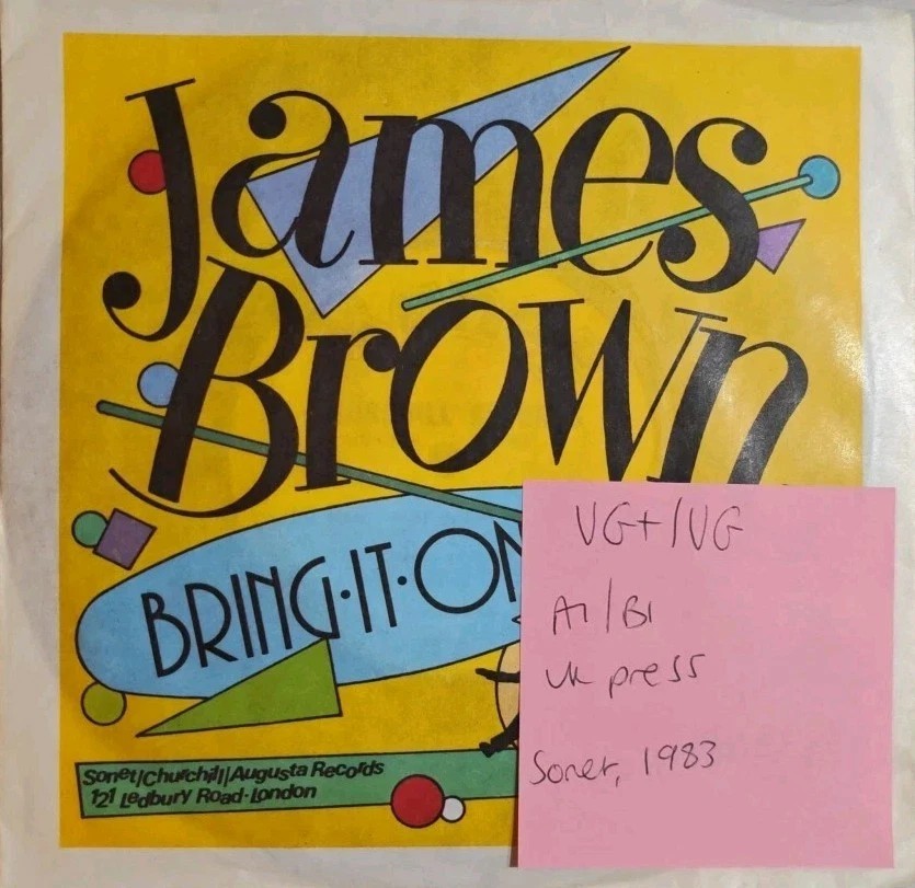 James Brown Bring It On Vinyl Record 7" VG+/VG SON2258 1983 sleeve James Brown Bring It On Vinyl Record 7" VG+/VG SON2258 1983 sleeve
