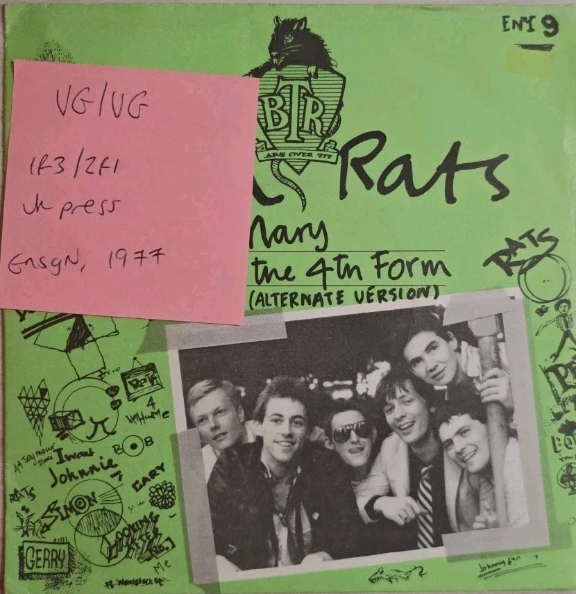 The Boomtown Rats Mary of the 4th Form Vinyl Record 7" VG/VG ENY 9 1977 sleeve The Boomtown Rats Mary of the 4th Form Vinyl Record 7" VG/VG ENY 9 1977 sleeve