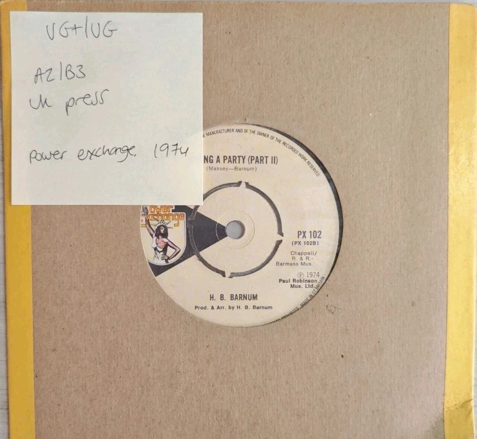H. B. Barnum Having A Party Vinyl Record 7" VG+/VG PX102 1974 sleeve H. B. Barnum Having A Party Vinyl Record 7" VG+/VG PX102 1974 sleeve