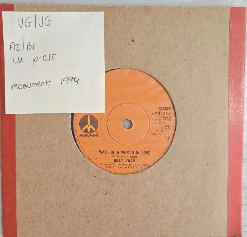Billy Swan I Can Help Vinyl Record 7" VG/VG MNT-2752 1974 sleeve Billy Swan I Can Help Vinyl Record 7" VG/VG MNT-2752 1974 sleeve