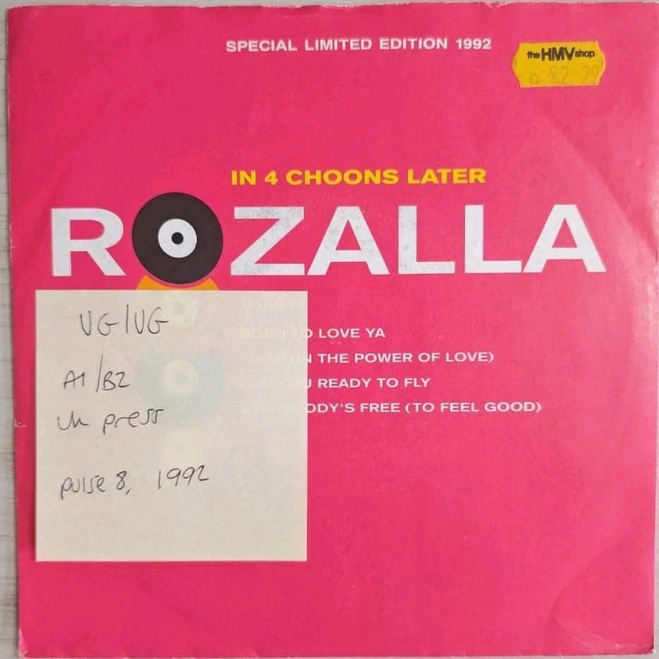 Rozalla In 4 Choons Later Vinyl Record 7" VG/VG LOSE29 1992 sleeve Rozalla In 4 Choons Later Vinyl Record 7" VG/VG LOSE29 1992 sleeve