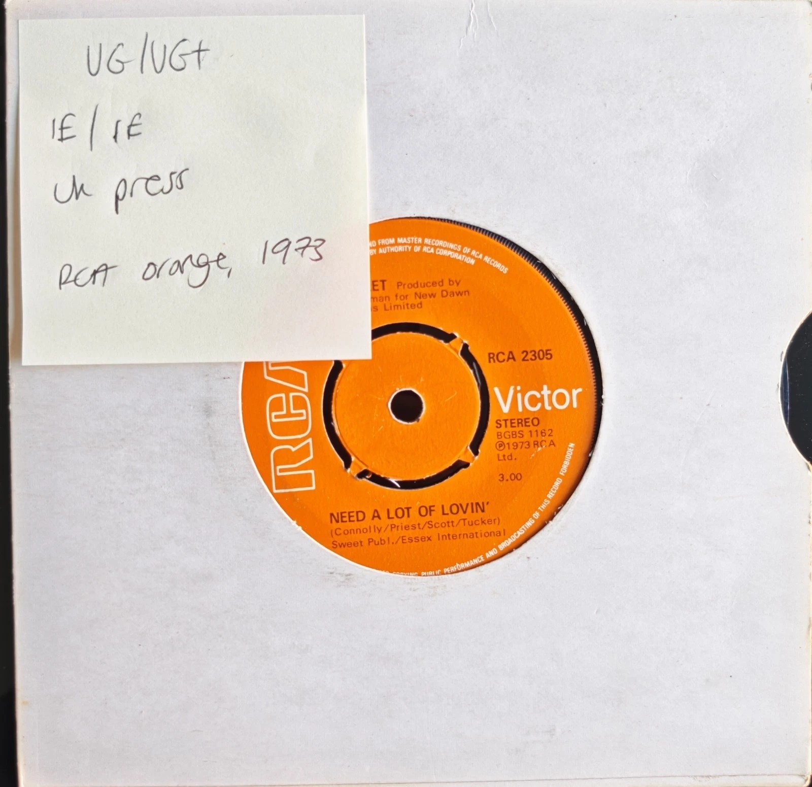 The Sweet Block Buster! Vinyl Record 7" VG/VG+ RCA 2305 1973 vinyl record sleeve The Sweet Block Buster! Vinyl Record 7" VG/VG+ RCA 2305 1973 vinyl record sleeve
