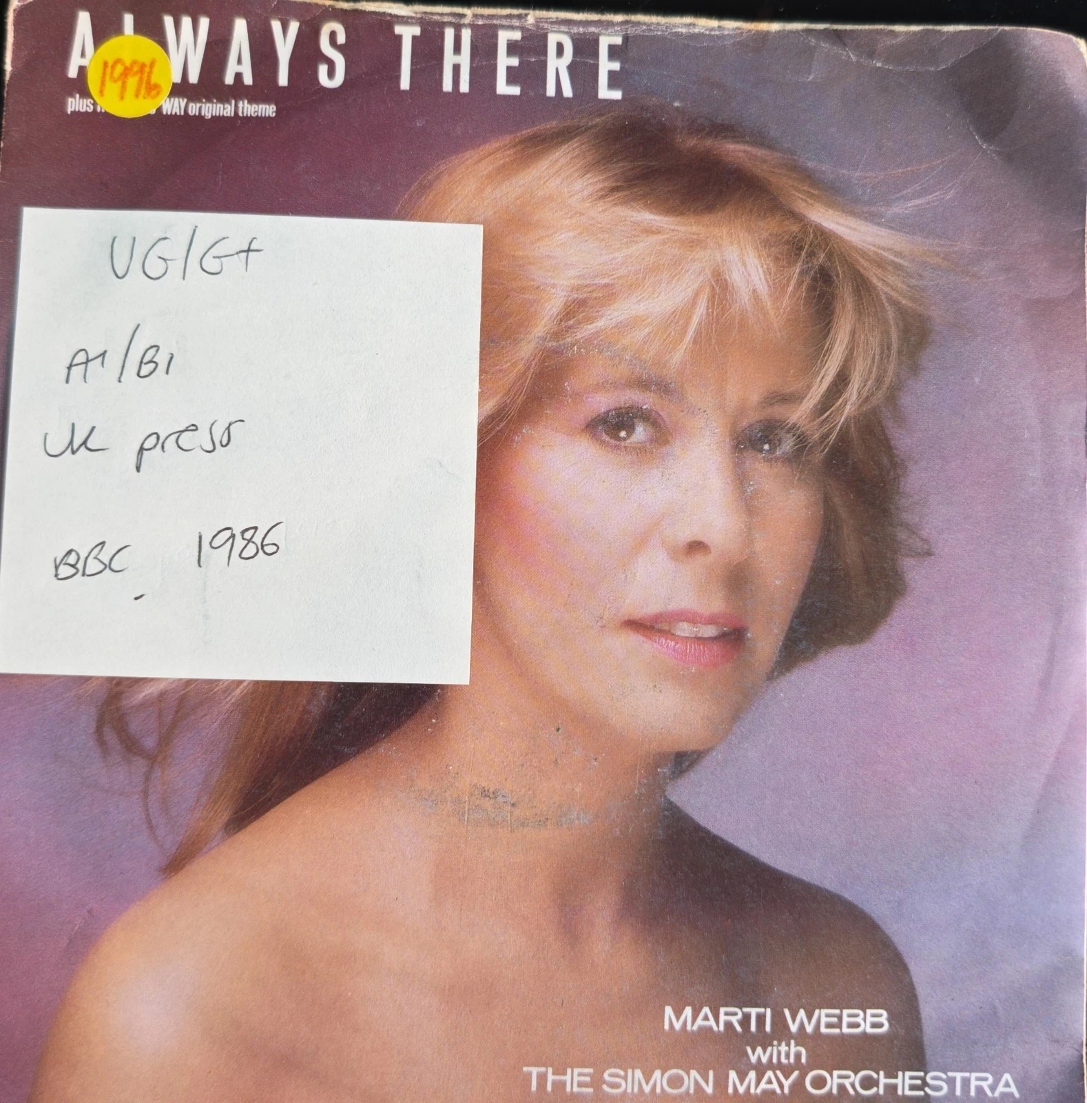 Marti Webb Always There Howards Way Vinyl Record 7" VG/G+ RESL 190 sleeve Marti Webb Always There Howards Way Vinyl Record 7" VG/G+ RESL 190 sleeve