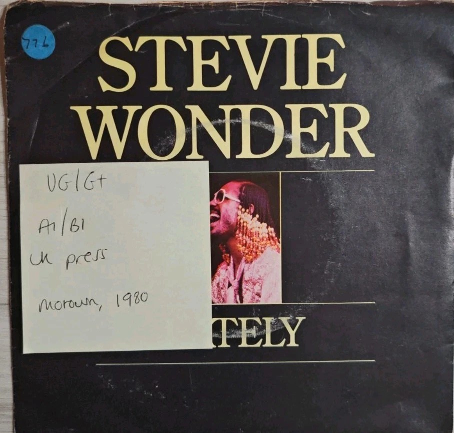 Stevie Wonder Lately Vinyl Record 7" VG/G+ TMG 1226 1980 sleeve Stevie Wonder Lately Vinyl Record 7" VG/G+ TMG 1226 1980 sleeve