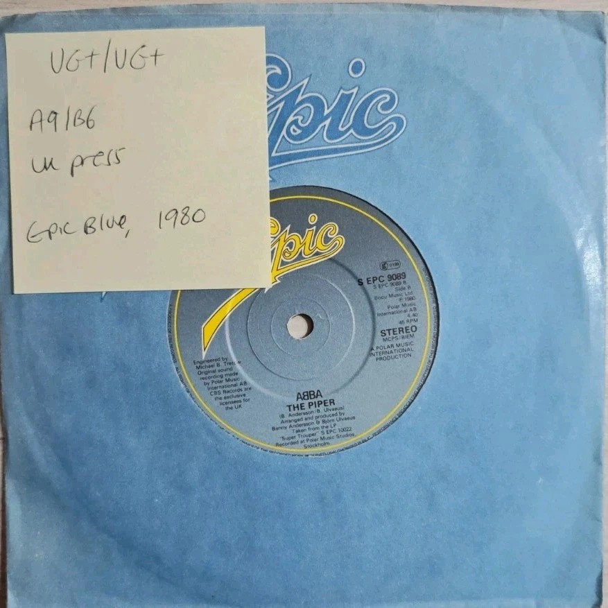 ABBA Super Trouper Vinyl Record 7" VG+/VG+ EPC 9089 1980 sleeve ABBA Super Trouper Vinyl Record 7" VG+/VG+ EPC 9089 1980 sleeve