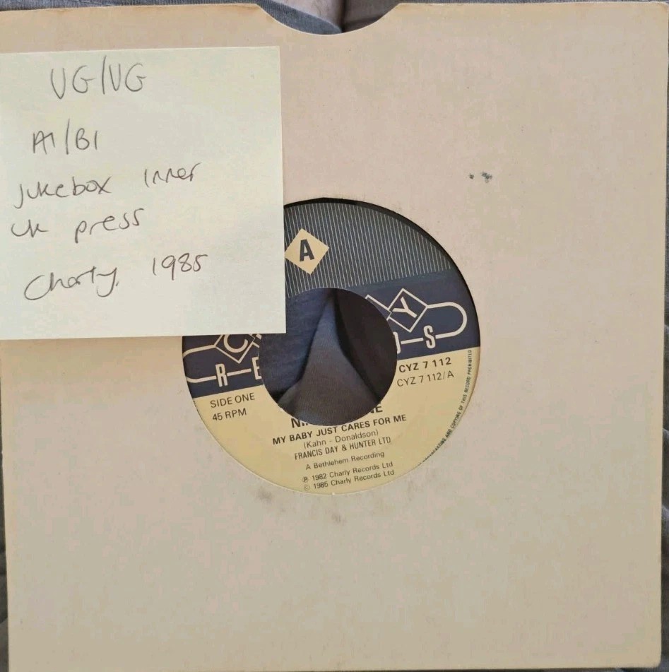 Nina Simone My Baby Just Cares For Me Vinyl Record 7" VG/VG CYZ 7 112 1982 vinyl record sleeve Nina Simone My Baby Just Cares For Me Vinyl Record 7" VG/VG CYZ 7 112 1982 vinyl record sleeve