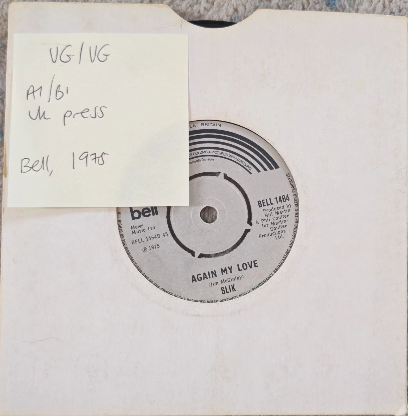 Slik Forever And Ever Vinyl Record 7" VG/VG BELL 1464 1975 sleeve Slik Forever And Ever Vinyl Record 7" VG/VG BELL 1464 1975 sleeve