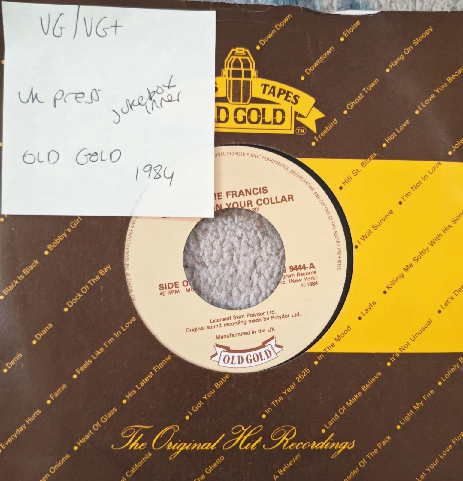 Connie Francis Lipstick On Your Collar / Frankie Vinyl Record 7" VG/VG+ OG 9444 sleeve Connie Francis Lipstick On Your Collar / Frankie Vinyl Record 7" VG/VG+ OG 9444 sleeve