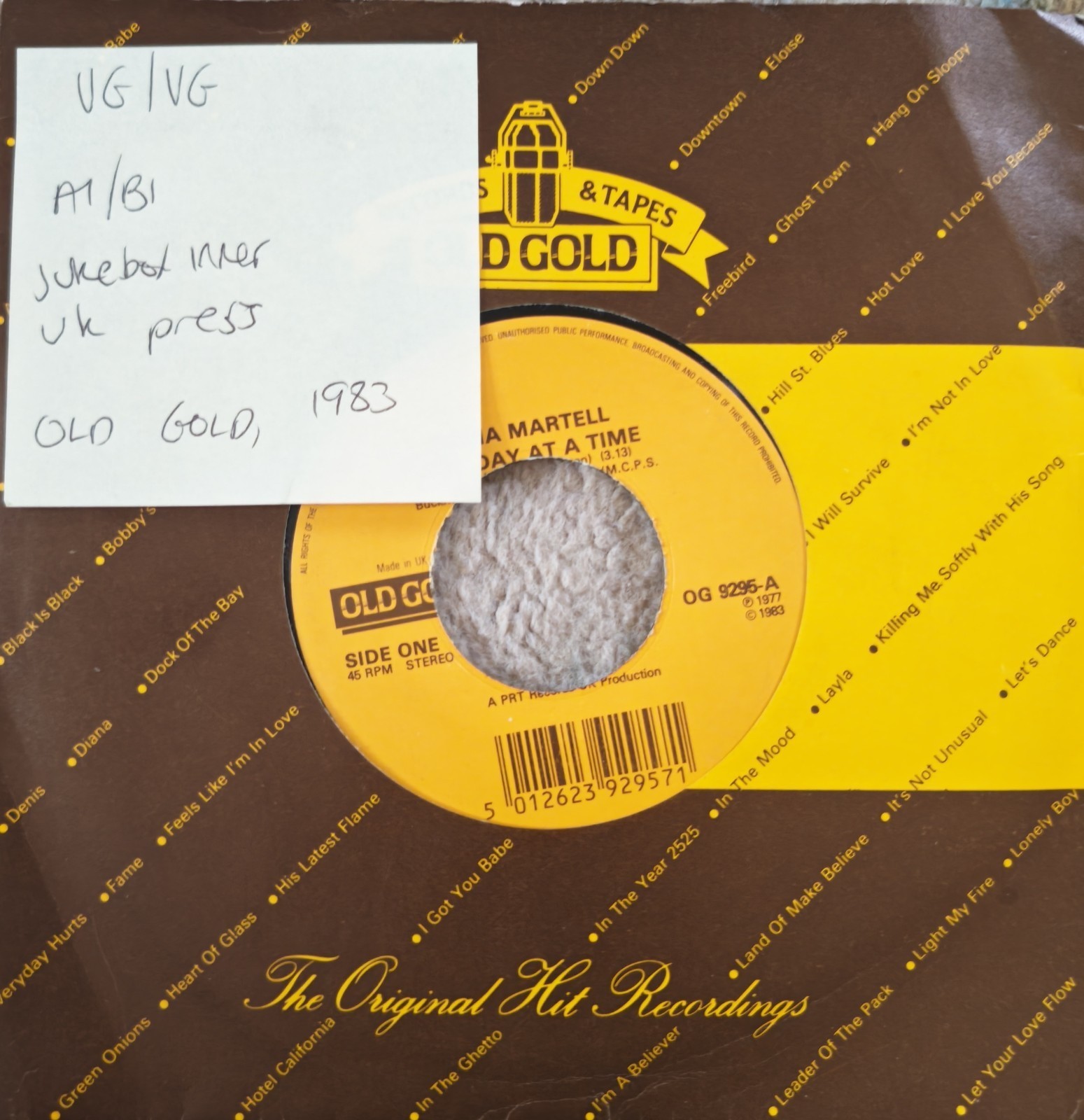 Lena Martell One Day At A Time/Brian & Michael Vinyl Record 7" VG/VG OG9295 1983 sleeve Lena Martell One Day At A Time/Brian & Michael Vinyl Record 7" VG/VG OG9295 1983 sleeve