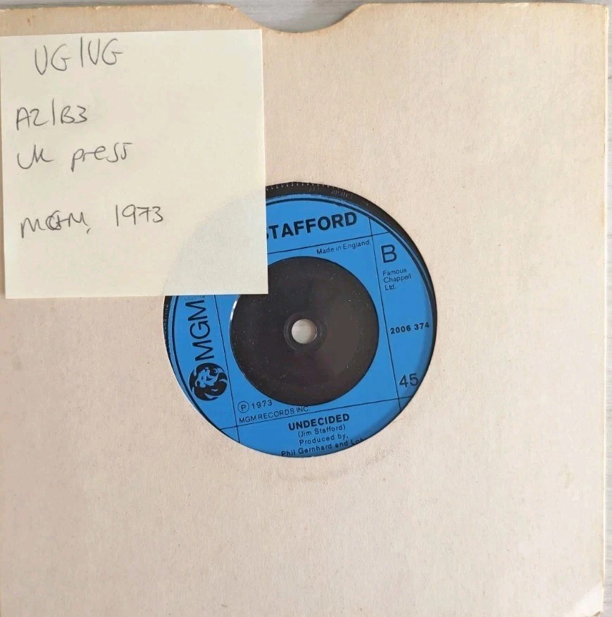 Jim Stafford Spiders & Snakes Vinyl Record 7" VG/VG 2006374 sleeve Jim Stafford Spiders & Snakes Vinyl Record 7" VG/VG 2006374 sleeve