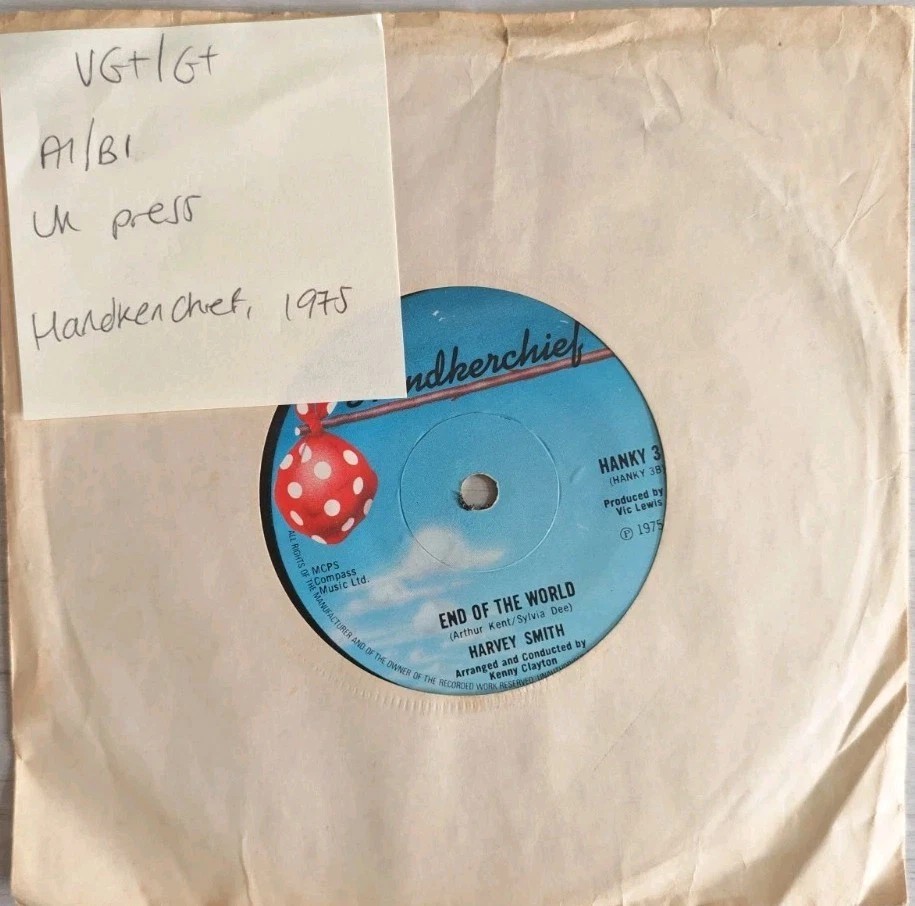 Harvey Smith True Love Vinyl Record 7" VG+/G+ Hanky 3 1975 sleeve Harvey Smith True Love Vinyl Record 7" VG+/G+ Hanky 3 1975 sleeve