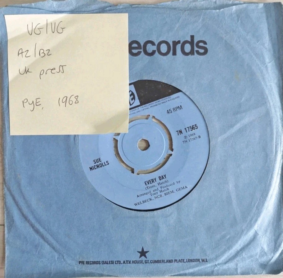 Sue Nicholls Where Will You Be Vinyl Record 7" VG/VG 7N 17565 1968 vinyl record sleeve Sue Nicholls Where Will You Be Vinyl Record 7" VG/VG 7N 17565 1968 vinyl record sleeve