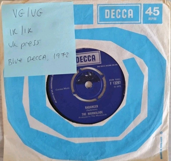 The Marmalade Radancer / Sarah / Just One Woman Vinyl Record 7" VG/VG F 13297 sleeve The Marmalade Radancer / Sarah / Just One Woman Vinyl Record 7" VG/VG F 13297 sleeve