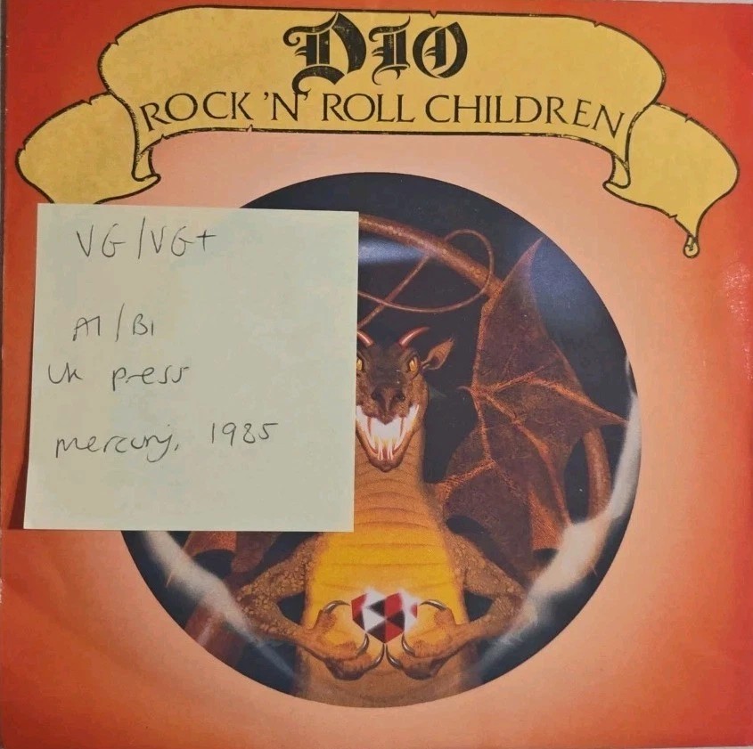 DIO Rock 'N' Roll Children / Sacred Heart Vinyl Record 7" VG/VG+ DIO5 1985 sleeve DIO Rock 'N' Roll Children / Sacred Heart Vinyl Record 7" VG/VG+ DIO5 1985 sleeve