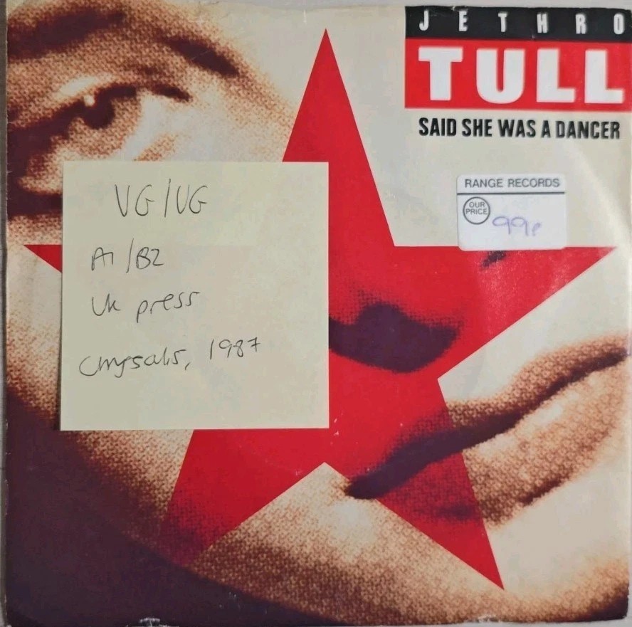 Jethro Tull Said She Was A Dancer Vinyl Record 7" VG/VG TULL4 1987 sleeve Jethro Tull Said She Was A Dancer Vinyl Record 7" VG/VG TULL4 1987 sleeve