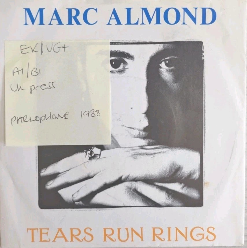 Marc Almond Tears Run Rings Vinyl Record 7" EX/VG+ R 6186 1988 vinyl record sleeve Marc Almond Tears Run Rings Vinyl Record 7" EX/VG+ R 6186 1988 vinyl record sleeve