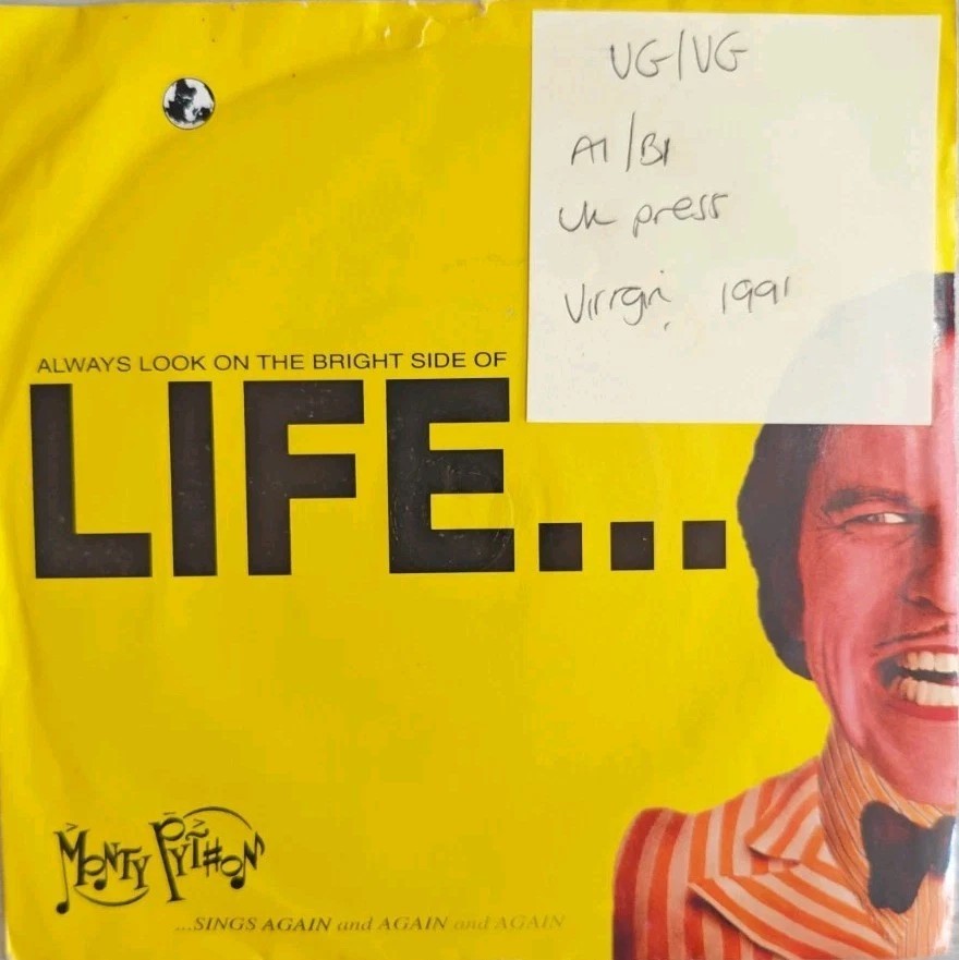 Monty Python Always Look On The Bright Side Of Life Vinyl Record 7" VG/VG PYTH1 sleeve Monty Python Always Look On The Bright Side Of Life Vinyl Record 7" VG/VG PYTH1 sleeve