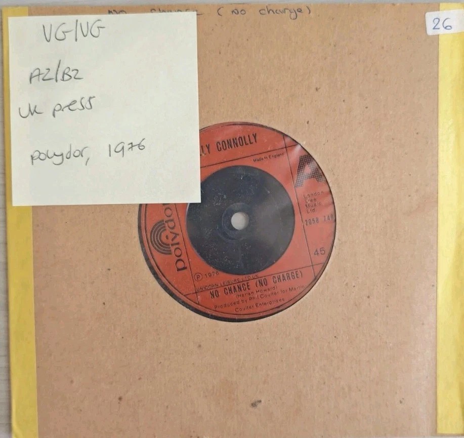Billy Connolly No Chance No Charge Vinyl Record 7" VG/VG 2058748 1976 sleeve Billy Connolly No Chance No Charge Vinyl Record 7" VG/VG 2058748 1976 sleeve