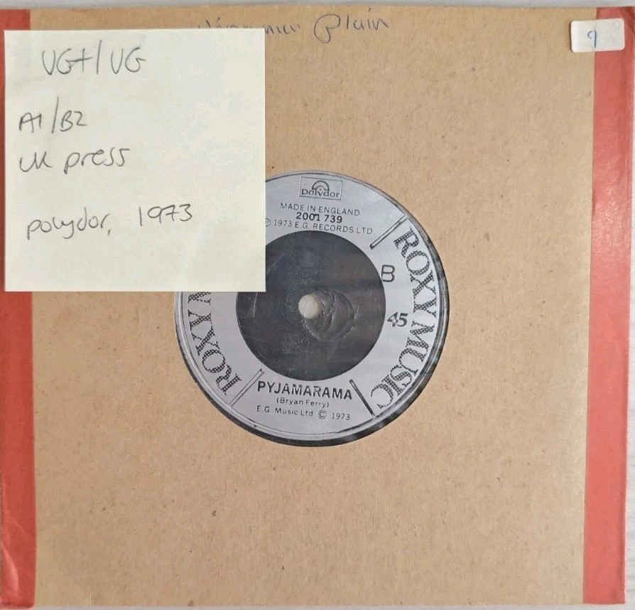 Roxy Music Virginia Plain / Pyjamarama Vinyl Record 7" VG+/VG 2001739 1973 sleeve Roxy Music Virginia Plain / Pyjamarama Vinyl Record 7" VG+/VG 2001739 1973 sleeve