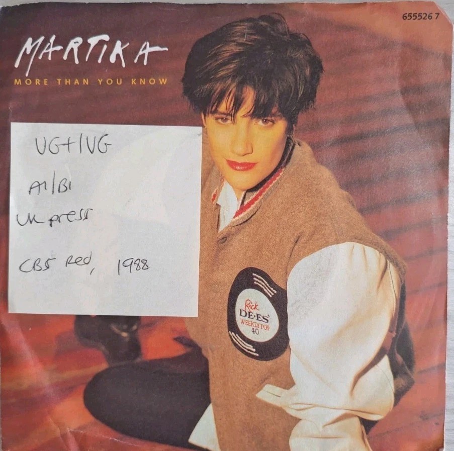 Martika More than You Know Vinyl Record 7" VG+/VG 6555267 1988 sleeve Martika More than You Know Vinyl Record 7" VG+/VG 6555267 1988 sleeve
