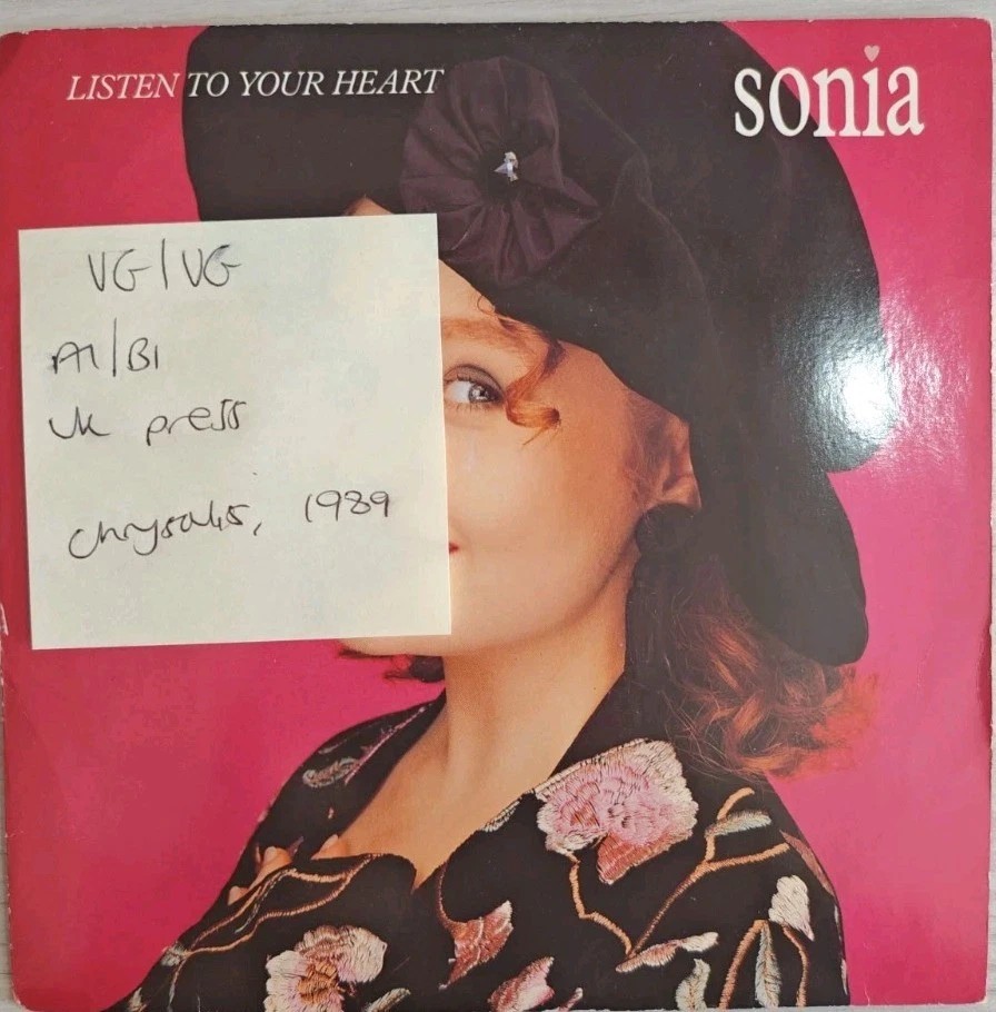Sonia Listen To Your Heart Vinyl Record 7" VG/VG CHS3465 vinyl record sleeve Sonia Listen To Your Heart Vinyl Record 7" VG/VG CHS3465 vinyl record sleeve