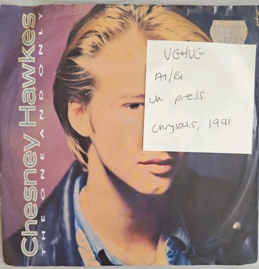 Chesney Hawkes The One And Only Vinyl Record 7" VG+/VG CHS3627 1991 sleeve Chesney Hawkes The One And Only Vinyl Record 7" VG+/VG CHS3627 1991 sleeve