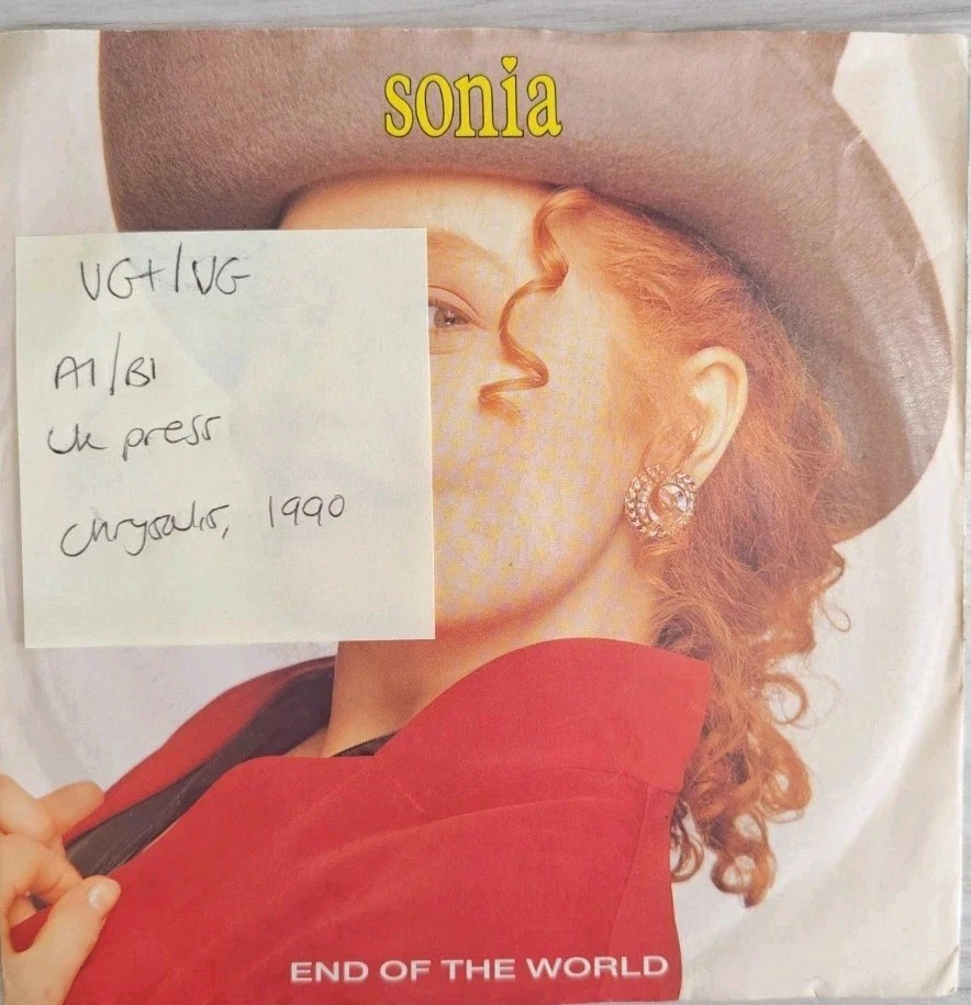 Sonia End of The World Vinyl Record 7" VG+/VG CHS3557 vinyl record sleeve Sonia End of The World Vinyl Record 7" VG+/VG CHS3557 vinyl record sleeve