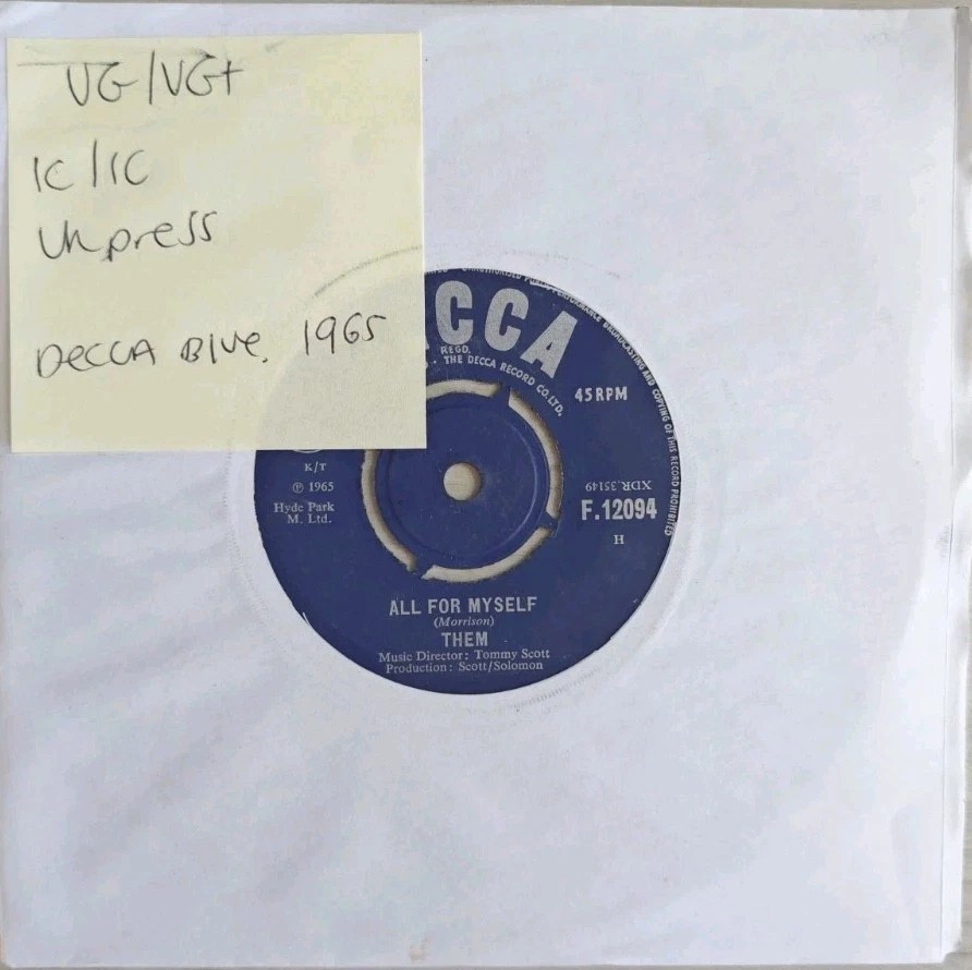 Them Here Comes The Night Vinyl Record 7" VG/VG+ F.12094 1965 sleeve Them Here Comes The Night Vinyl Record 7" VG/VG+ F.12094 1965 sleeve