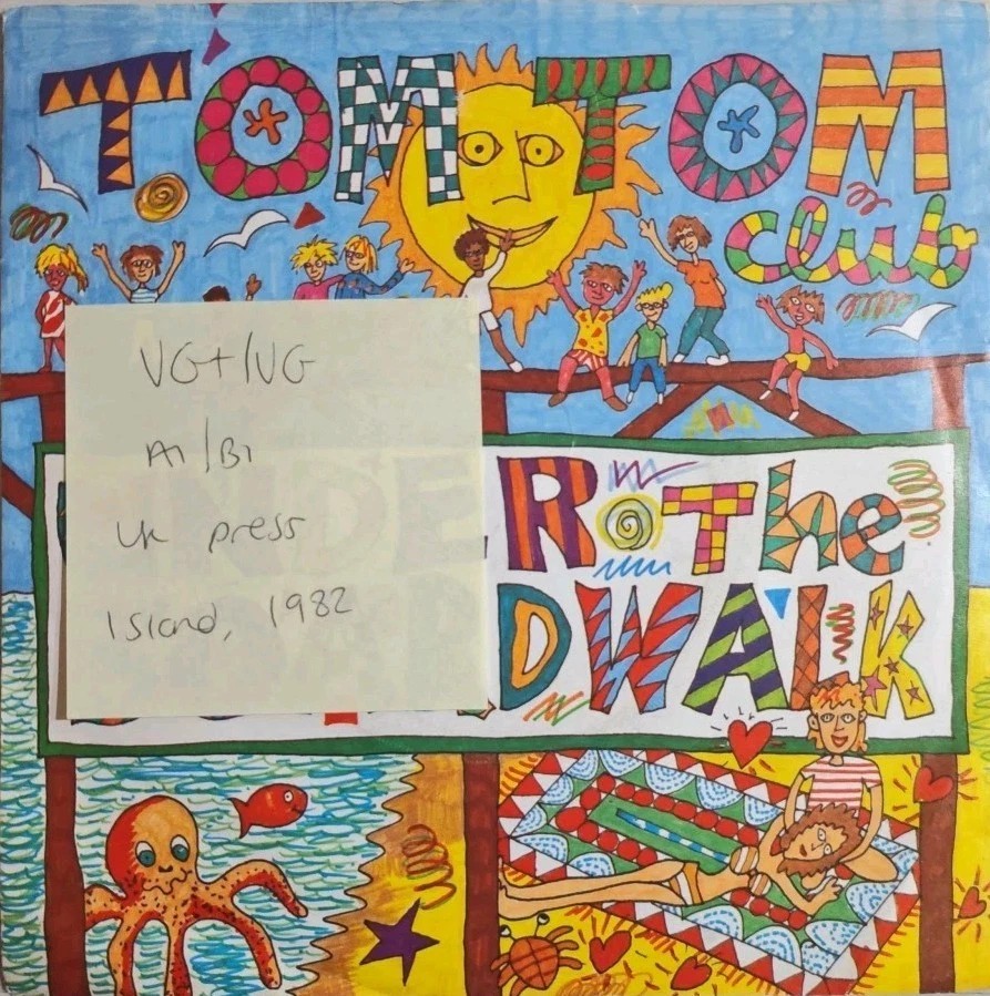 Tom Tom Club Under The Boardwalk Vinyl Record 7" VG+/VG WIP6762 1982 vinyl record sleeve Tom Tom Club Under The Boardwalk Vinyl Record 7" VG+/VG WIP6762 1982 vinyl record sleeve