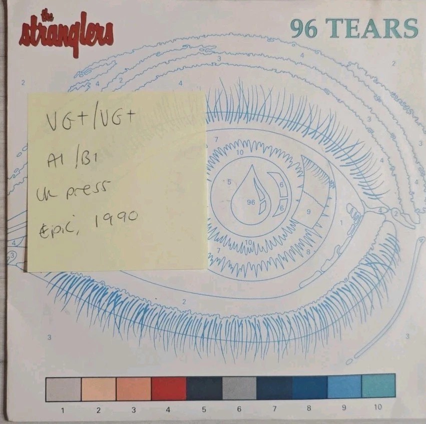 The Stranglers 96 Tears Vinyl Record 7" VG+/VG+ TEARS 1 1990 sleeve The Stranglers 96 Tears Vinyl Record 7" VG+/VG+ TEARS 1 1990 sleeve