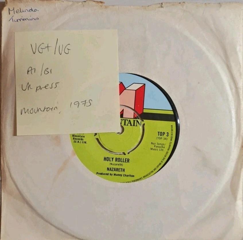 Nazareth Holy Roller Vinyl Record 7" VG+/VG TOP3 1975 sleeve Nazareth Holy Roller Vinyl Record 7" VG+/VG TOP3 1975 sleeve